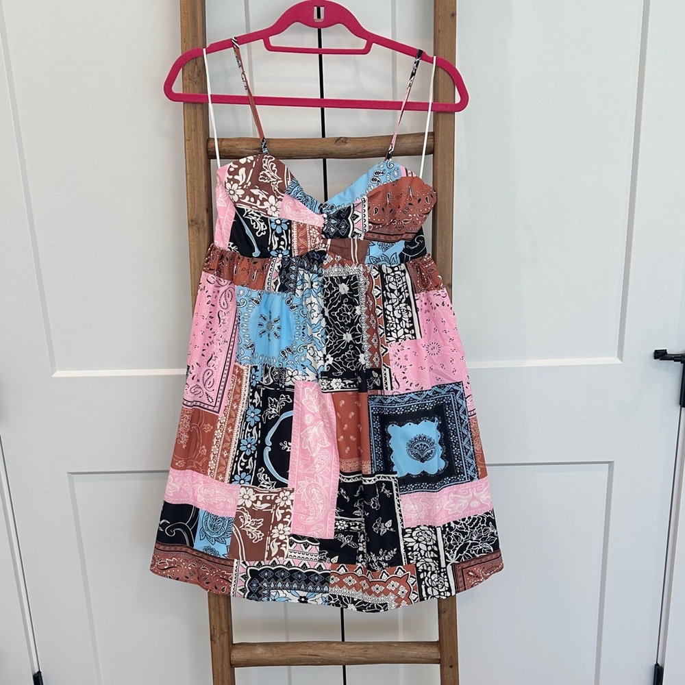 Patchwork Spaghetti Strap Kids Dress